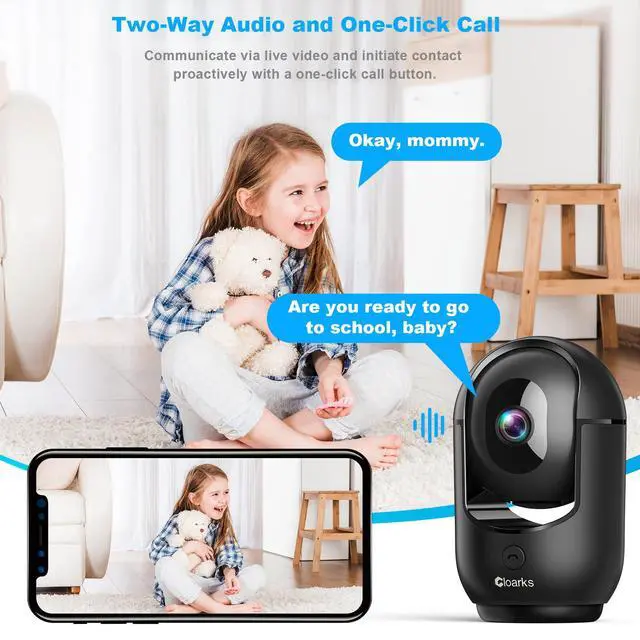 Alt view image 6 of 6 - 2K Pan/Tilt Security Camera, WiFi Indoor Cameras for Home Security with AI Motion Detection, Pet/Dog/Baby Camera with Phone App, 2-Way Audio, 24/7, Siren, TF/Cloud StorageBlack