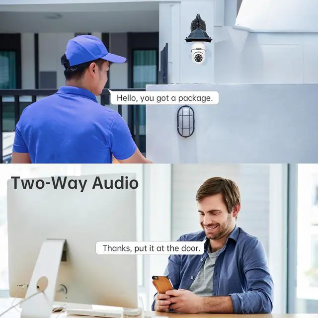 Alt view image 5 of 7 - Light Bulb Security Camera -5G& 2.4GHz WiFi 2K Security Cameras Wireless Outdoor Motion Detection and Alarm,Two-Way Talk,Color Night Vision,Human Detection, Bulb Camera Compatible with Alexa