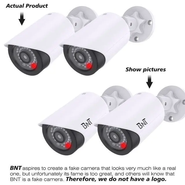 Alt view image 3 of 7 - Dummy Fake Camera, Surveillance Security CCTV Dome Camera, with One LED Light, Security Alarm Sticker Label (TC-W2), Security Camera Suitable for Indoor/Outdoor (2 Pack, White)