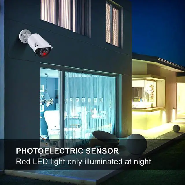 Alt view image 5 of 7 - Dummy Fake Camera, Surveillance Security CCTV Dome Camera, with One LED Light, Security Alarm Sticker Label (TC-W2), Security Camera Suitable for Indoor/Outdoor (2 Pack, White)