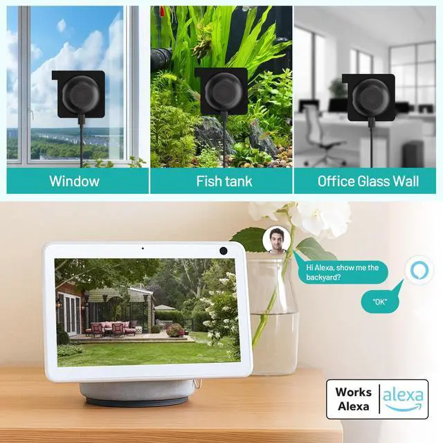 Alt view image 7 of 7 - 2K 3MP Window Camera, Smart AI Color Night Vision, 2.4G&5GHz WiFi Indoor Home Security Cam w/Motion Detection, 2-Way Talk, Alexa, 24/7 Recording, Zone Set, 10Ft Cable, Easy Install, 1-Pack