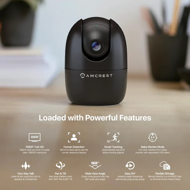 Alt view image 3 of 7 - 1080P WiFi Camera Indoor, Nanny Cam, Dog Camera & Baby Monitor, Human & Pet Detection, Motion-Tracking, 2.4Ghz Only, Pan/Tilt Wireless IP Camera, Night Vision, Smart Home App ASH21-B