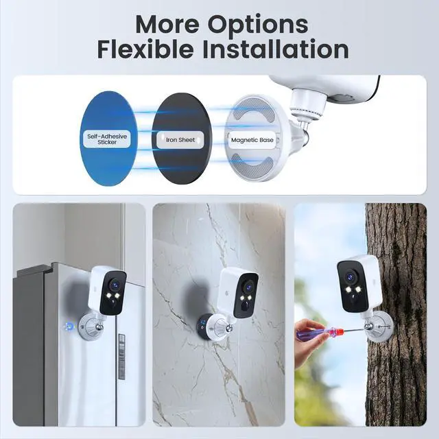 Alt view image 2 of 7 - 360° View Wireless Outdoor Security Camera, No Subscription Free 7-Day Cloud/SD, Pan, AI Detection, Magnetic, Battery Powered, 2.4G WiFi, 2K, Night Vision, 2-Way Talk, Home Security, IP65