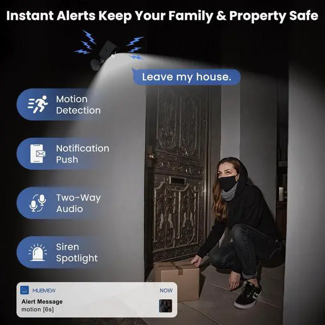 Alt view image 4 of 7 - 360° View Wireless Outdoor Security Camera, No Subscription Free 7-Day Cloud/SD, Pan, AI Detection, Magnetic, Battery Powered, 2.4G WiFi, 2K, Night Vision, 2-Way Talk, Home Security, IP65