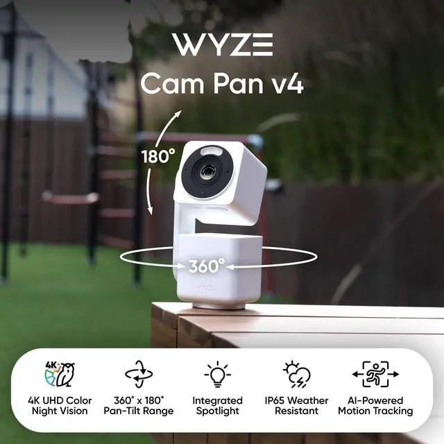 Alt view image 2 of 7 - Cam Pan v4, 4K Smart Security Camera, AI Indoor/Outdoor Cameras for Home Security, Baby & Pet, Color Night Vision, 360° Pan/Tilt/8 x Digital Zoom, 2.4G & 5G, Works with Alexa & Google Assistant