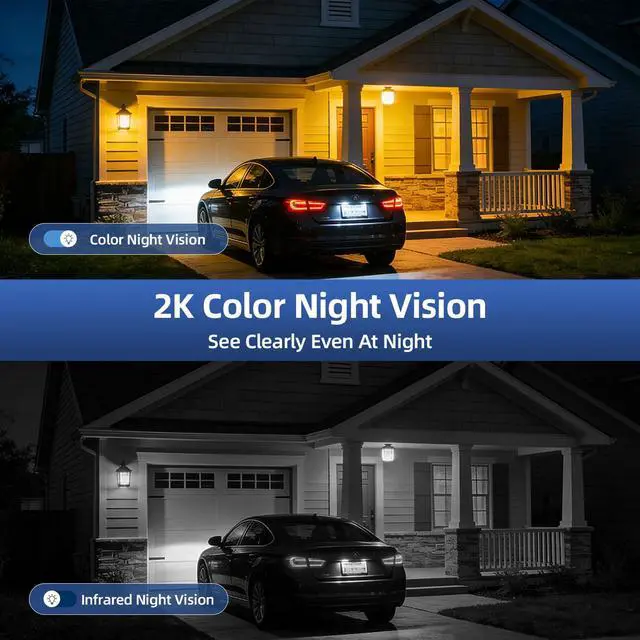 Alt view image 4 of 7 - Security Cameras Wireless Outdoor 355° Pan Rotating 2K Color Night Vision Cameras for Home Security WiFi Battery Outdoor Camera Motion Detection 2-Way Talk IP65 Spotlight Siren SD/Cloud Storage 2 Pack