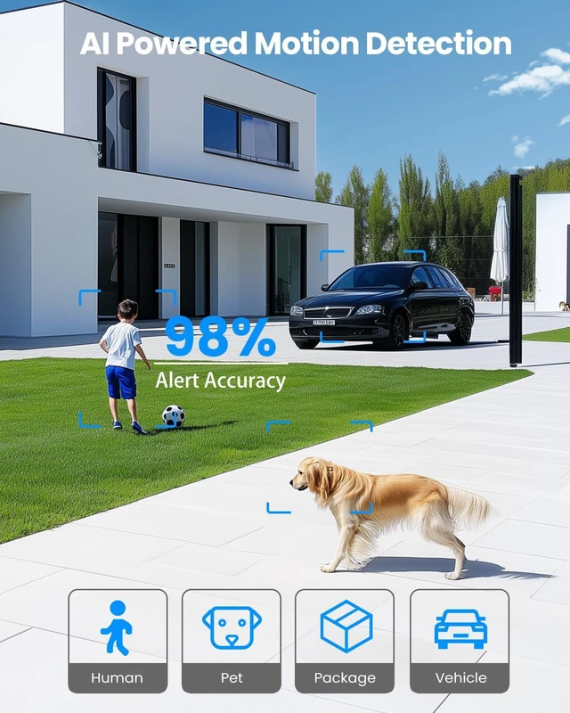 Alt view image 5 of 7 - 3MP Solar Security Cameras Wireless Outdoor, WiFi 6,360°PTZ Camera | Color Night Vision, IP66 Weatherproof, PIR+AI Detection, 2-Way Audio, Alexa & Google Assistant,for Backyard/Front Door/Porch