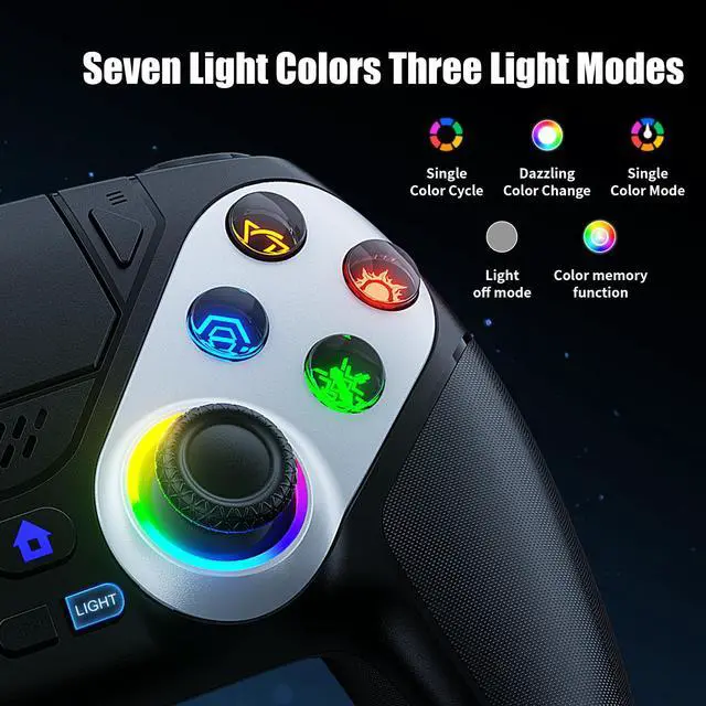Alt view image 4 of 7 - LED Wireless Controller for PS5, Compatible with PS5 Pro/Slim/PC, Dual Vibration, Macro/Turbo Function, 3.5mm Audio Jack, 6-Axis Motion Contro Gamepad with Speaker