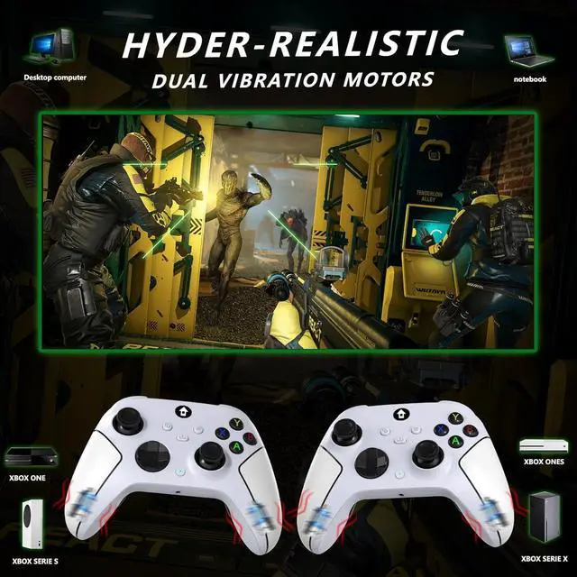 Alt view image 6 of 7 - Wireless 2.4GHz Controller with 7 Colors RGB Light for Xbox Controller, Xbox One Series X|S,Consoles,Steam PC Windows, with 1000mAh Battery/Dual Vib-ration/Turbo/Programmable, 3.5mm Audio Jack