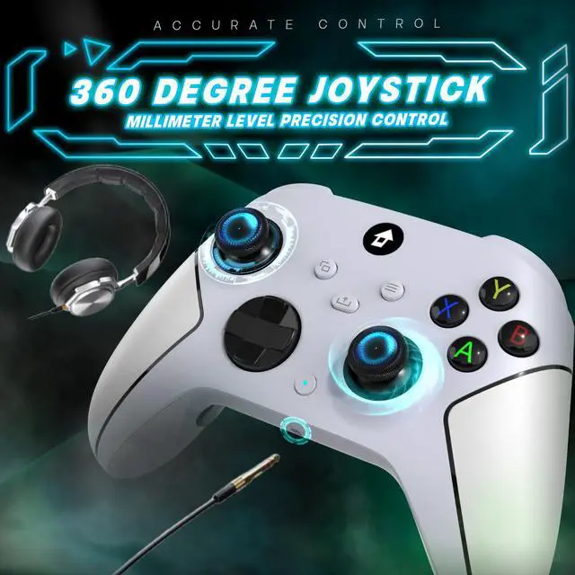 Alt view image 7 of 7 - Wireless 2.4GHz Controller with 7 Colors RGB Light for Xbox Controller, Xbox One Series X|S,Consoles,Steam PC Windows, with 1000mAh Battery/Dual Vib-ration/Turbo/Programmable, 3.5mm Audio Jack