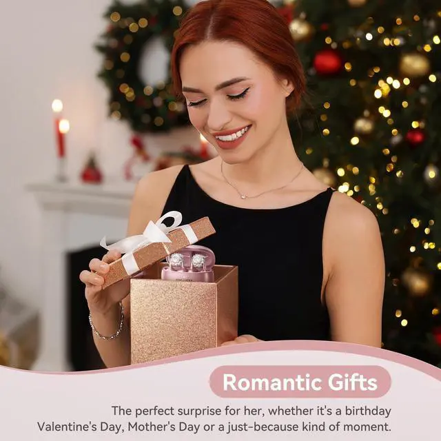 Alt view image 5 of 6 - Jewelry-Inspired Clip-On Earbuds with Diamond Earrings, Comfortable Fit & 40H Playtime Open Ear Bluetooth 5.4 Wireless Headphones for Women, Small Ears, Sports & Glasses Rose Gold