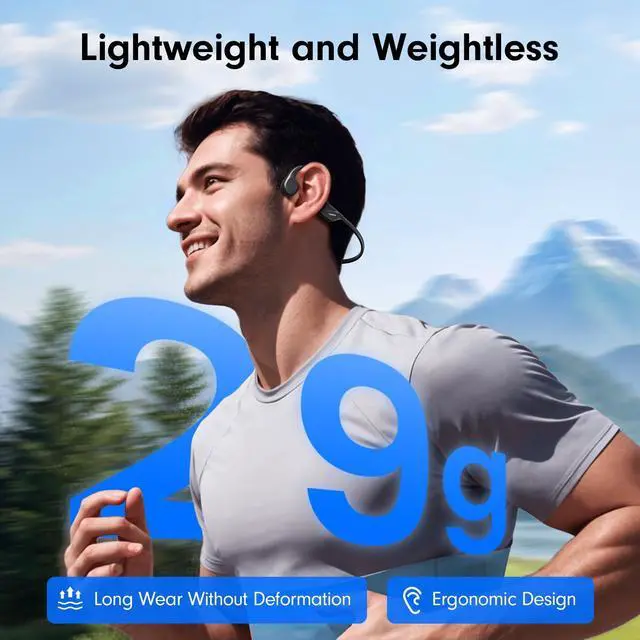 Alt view image 2 of 7 - Bone Conduction Headphones,Open Ear Headphones,Wireless Headphones with Mic,Bluetooth 5.4,10H Playtime & IPX5 Waterproof,Sports Headphone for Running & Outdoor
