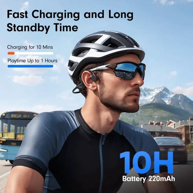 Alt view image 4 of 7 - Bone Conduction Headphones,Open Ear Headphones,Wireless Headphones with Mic,Bluetooth 5.4,10H Playtime & IPX5 Waterproof,Sports Headphone for Running & Outdoor