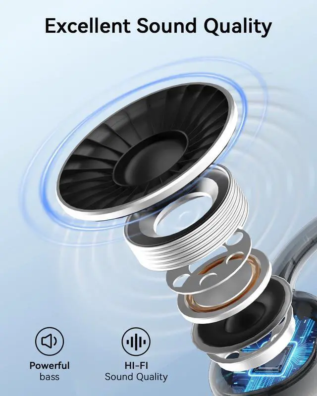 Alt view image 7 of 7 - Bone Conduction Headphones Bluetooth Open Ear Headphones with Mic, Lightweight Bone Conduction Earbuds IPX5 Waterproof Sport Wireless Earphones for Running Cycling Workout