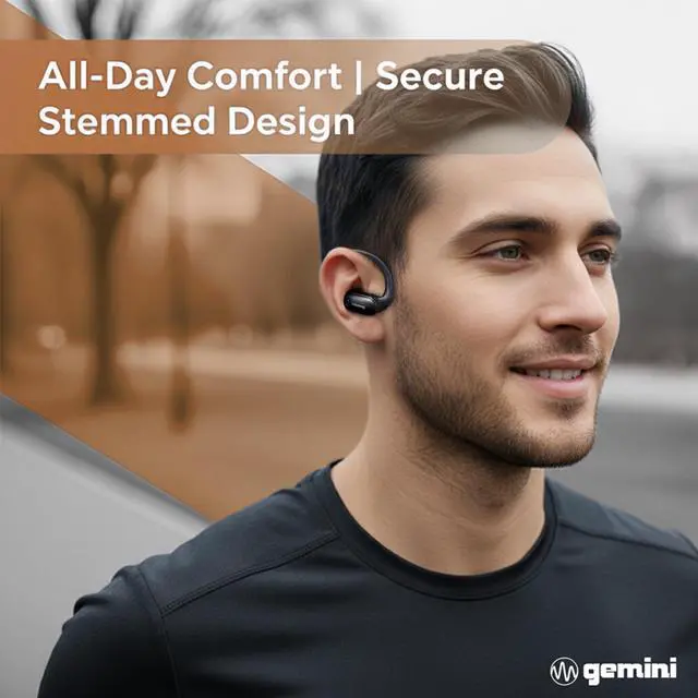 Alt view image 2 of 7 - Open Ear Bluetooth 6.0 Headphones Wireless Earbuds for Running, Workout & Sports, 8H Playtime, Over Ear Secure Fit, Never Fall Out, Dual Drivers, USB-C Charging Case (GEBX-200)