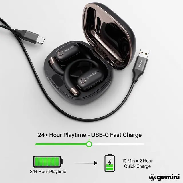 Alt view image 5 of 7 - Open Ear Bluetooth 6.0 Headphones Wireless Earbuds for Running, Workout & Sports, 8H Playtime, Over Ear Secure Fit, Never Fall Out, Dual Drivers, USB-C Charging Case (GEBX-200)