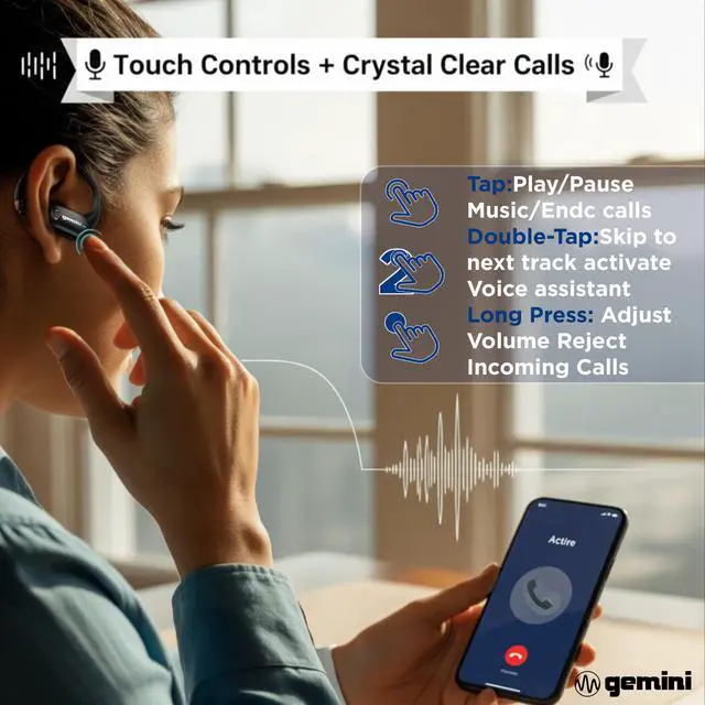 Alt view image 7 of 7 - Open Ear Bluetooth 6.0 Headphones Wireless Earbuds for Running, Workout & Sports, 8H Playtime, Over Ear Secure Fit, Never Fall Out, Dual Drivers, USB-C Charging Case (GEBX-200)