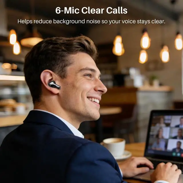 Alt view image 5 of 7 - Hybrid Active Noise Cancelling Wireless Earbuds with 6 Mics AI Clear Call Ear Buds 68H Playtime with LED Display 32 Preset EQs via APP Bluetooth 5.3 IPX8 Waterproof in Ear Headphones