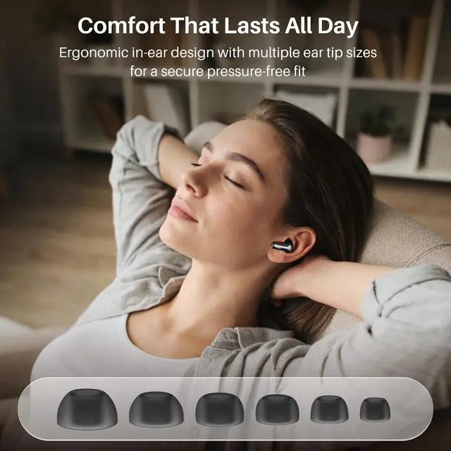 Alt view image 7 of 7 - Hybrid Active Noise Cancelling Wireless Earbuds with 6 Mics AI Clear Call Ear Buds 68H Playtime with LED Display 32 Preset EQs via APP Bluetooth 5.3 IPX8 Waterproof in Ear Headphones