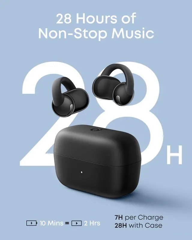 Alt view image 5 of 6 - C50i Open Ear Earbuds, Clip-On Headphones Over Ear for Running Workout, 12mm Drivers Powerful Bass, 28H Playtime IP55 Waterproof, Bluetooth 6.0 Hi-Res, FlexiClip Design by Anker
