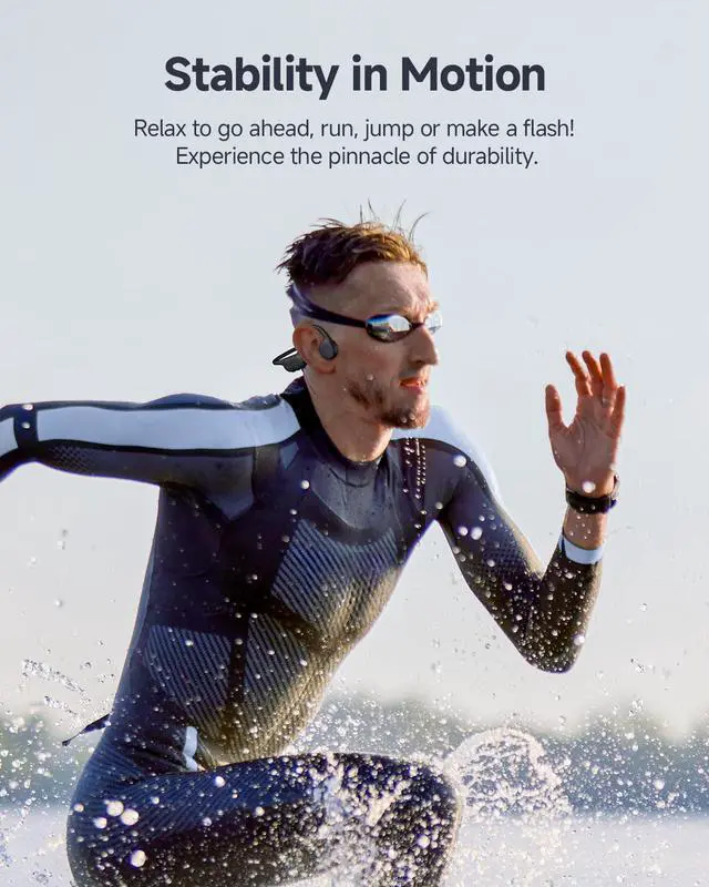 Alt view image 6 of 7 - Bone Conduction Headphones IPX8 Waterproof Swimming Headphones Open Ear Headphones with MP3 Mode 32GB Memory Up to 8 Hours Playtime Bluetooth 5.4 Ear Buds Secure Fit for Running and Fitness