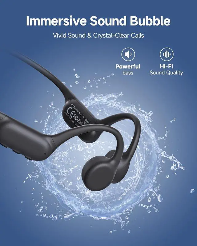 Alt view image 7 of 7 - Bone Conduction Headphones IPX8 Waterproof Swimming Headphones Open Ear Headphones with MP3 Mode 32GB Memory Up to 8 Hours Playtime Bluetooth 5.4 Ear Buds Secure Fit for Running and Fitness