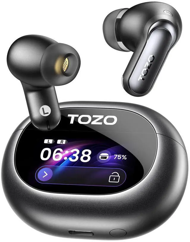 Main image of NC20 Pro Active Noise Cancelling Wireless Earbuds with Smart Touch Screen, LDAC Hi-Res Audio, Stereo Bass, 6 Mics AI Call Ear Buds, 80H Playtime, IPX8 Waterproof, 32 EQ via App, Wireless Charging