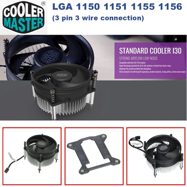 Alt view image 6 of 6 - Cooler Master i30 CPU Cooler - 92mm Low Noise Cooling Fan & Heatsink (RH-I30-26FK-R1)- for Intel Socket LGA 1150/1151 / 1155/1156 (i30)