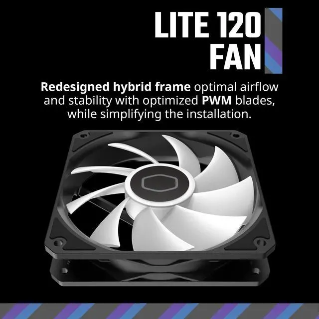 Alt view image 2 of 7 - MF120 Lite 120mm PC Case Fan|Liquid Cooler|Air Cooler 3-Pack, 120mm aRGB Lighting, aRGB Splitter, Dynamic PWM 1,750 RPM, Air Balance Blades, Hybrid | PBT Frame