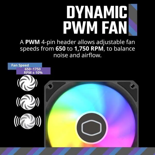 Alt view image 4 of 7 - MF120 Lite 120mm PC Case Fan|Liquid Cooler|Air Cooler 3-Pack, 120mm aRGB Lighting, aRGB Splitter, Dynamic PWM 1,750 RPM, Air Balance Blades, Hybrid | PBT Frame