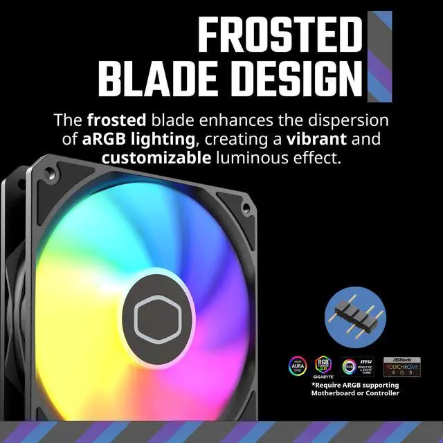 Alt view image 5 of 7 - MF120 Lite 120mm PC Case Fan|Liquid Cooler|Air Cooler 3-Pack, 120mm aRGB Lighting, aRGB Splitter, Dynamic PWM 1,750 RPM, Air Balance Blades, Hybrid | PBT Frame