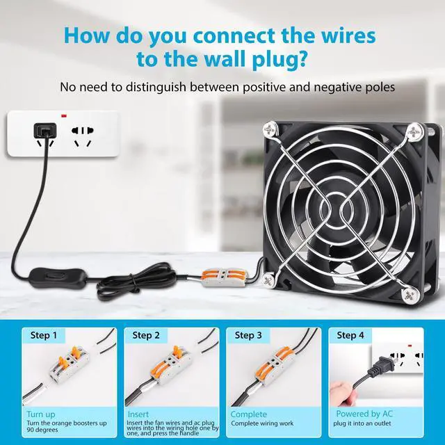 Alt view image 3 of 6 - Muffin Fan 110v 120v 220v 3 inch Fan with AC Plug Electronic Cooling Fan 80mm x 25mm