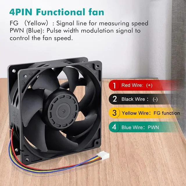 Alt view image 3 of 7 - 12038 120mm x 38mm PWM Computer PC Case Fan 12V 4pin 5300rpm 230 CFM High Airflow Duall Ball CFM FG DC Brushless Cooling Fan