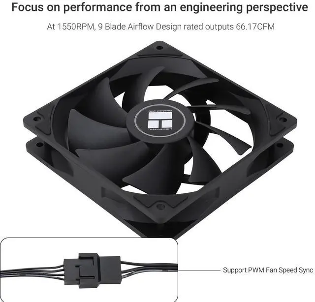 Alt view image 3 of 6 - TL-C12C X3 CPU Fan 120mm Case Cooler Fan, 4pin PWM Silent Computer Fan with S-FDB Bearing Included, up to 1550RPM Cooling 3 Quantities