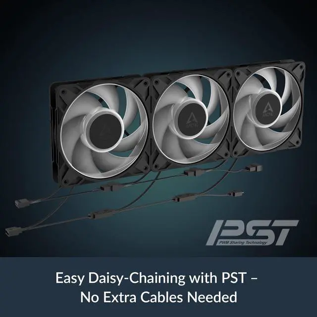 Alt view image 5 of 7 - P12 Pro A-RGB - 3 Pack - Powerful Premium Fan, 120 mm PWM Fan with Y-Cable Splitter, 600-3000 RPM, 0 RPM <5% PWM, 5V Digital RGB, Fluid Dynamic Bearing, 4-Pin - Black