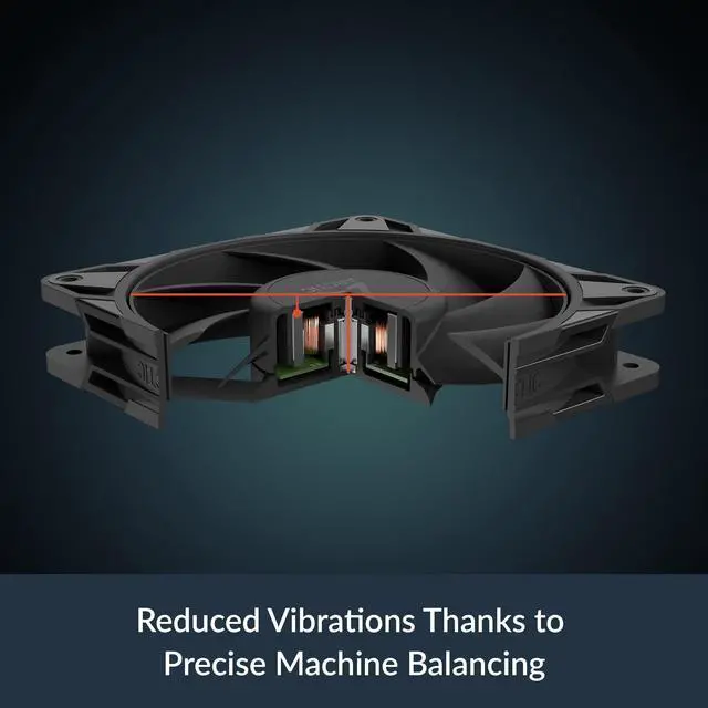 Alt view image 4 of 7 - P12 Pro PST - Powerful Premium Fan, 120 mm PWM Fan with Y-Cable Splitter, 600-3000 RPM, 0 RPM <5% PWM, Fluid Dynamic Bearing, 4-Pin - Black