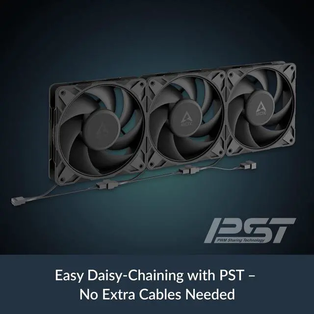 Alt view image 5 of 7 - P12 Pro PST - Powerful Premium Fan, 120 mm PWM Fan with Y-Cable Splitter, 600-3000 RPM, 0 RPM <5% PWM, Fluid Dynamic Bearing, 4-Pin - Black