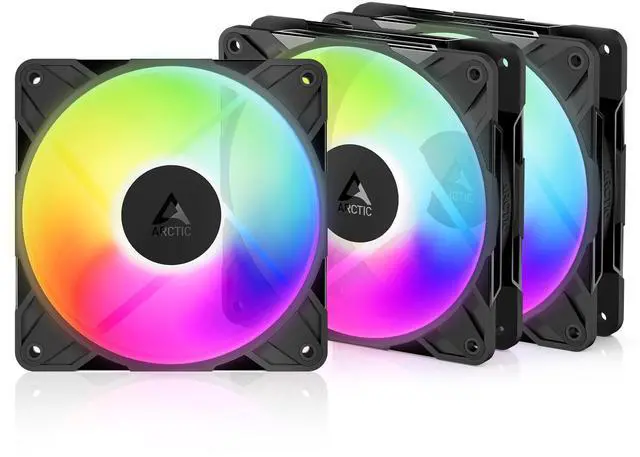 Main image of P12 Pro Reverse A-RGB 3 Pack 120 mm Premium Fan with Reverse Airflow, PWM Fan with Y Cable Splitter, 500-3000 RPM, 0 RPM <5% PWM, 5V Digital RGB, hydrodynamic Bearing, 4-Pin - Black