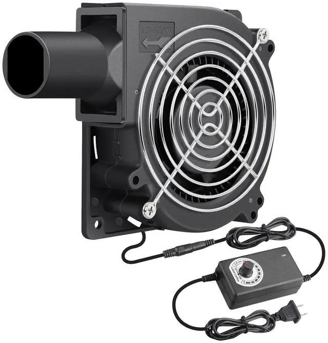 Main image of 120mm x 32mm Dual Ball Blower Fan 12V with 110v - 240v AC Plug Variable Speed Controller - High Velocity Squirrel Cage Fans for DIY Cooling Projects, BBQ, Drum Smoker