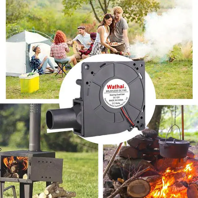 Alt view image 3 of 7 - 120mm x 32mm Dual Ball Blower Fan 12V with 110v - 240v AC Plug Variable Speed Controller - High Velocity Squirrel Cage Fans for DIY Cooling Projects, BBQ, Drum Smoker