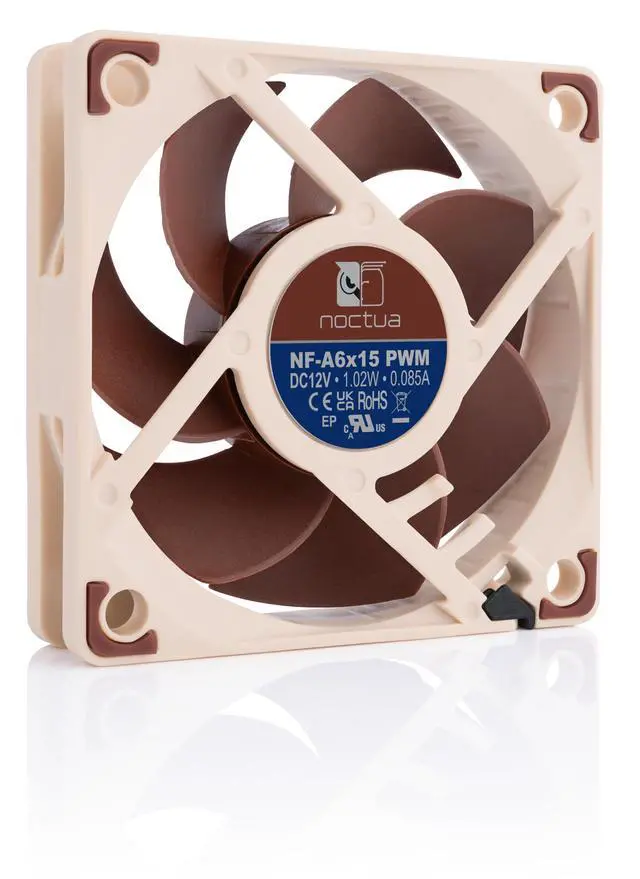 Alt view image 2 of 6 - NF-A6x15 PWM, Premium Quiet Slim Fan, 4-Pin (60x15mm, Brown)