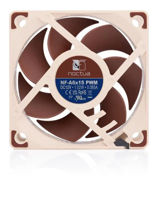Alt view image 4 of 6 - NF-A6x15 PWM, Premium Quiet Slim Fan, 4-Pin (60x15mm, Brown)