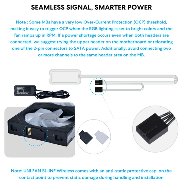 Alt view image 6 of 6 - UNI Fan SL-Infinity Wireless 120-Reverse Blade-Black-12RSLIN1W1B | 2.4 GHz Wireless Signal ARGB Fan Control, Double Infinity Mirror, Controller NOT Included & Required