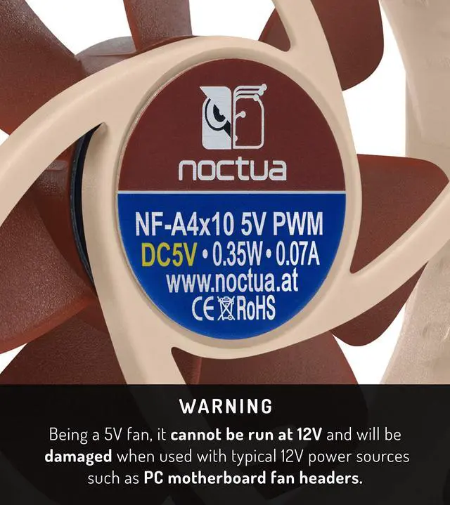 Alt view image 3 of 7 - NF-A4x10 5V PWM, Premium Quiet Fan with USB Power Adaptor Cable, 4-Pin, 5V Version (40x10mm, Brown)