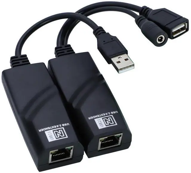 Main image of USB 2.0 Extender to RJ45 Over Cat5 Cat5E Cat6 up to 196 Ft, USB Ethernet Extender Over Cat5/5E/6 Supports Windows/Mac/Vista, Plug and Play, No Driver Needed