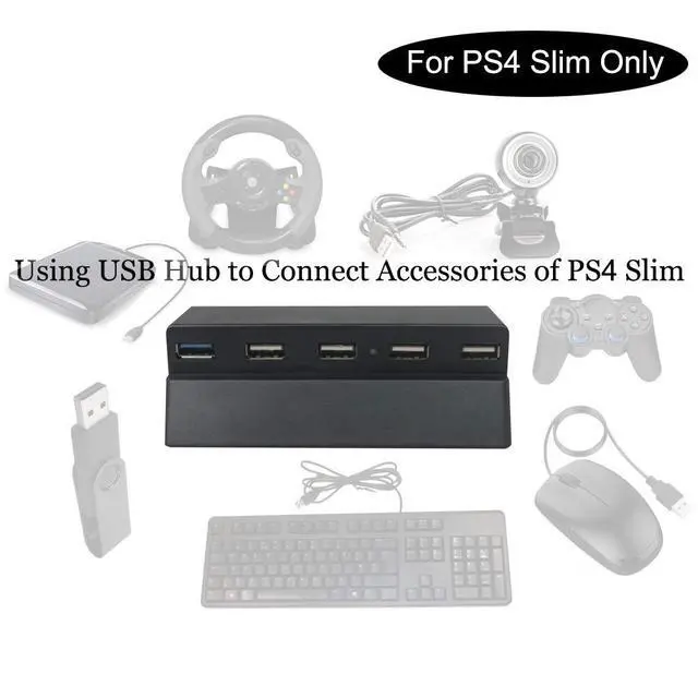 Alt view image 4 of 6 - Bealuffe USB Hub for PS4Slim Gaming Console, USB Extender Splitter, Extra USB Ports