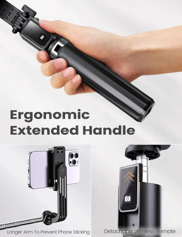 Alt view image 3 of 7 - Selfie Stick Tripod with Remote, Extendable 360° Rotatable Selfie Stick, 41.7" Phone Tripod Stand for Cell Phone Filming Compatible with iPhone Samsung Android Smartphone Gopro