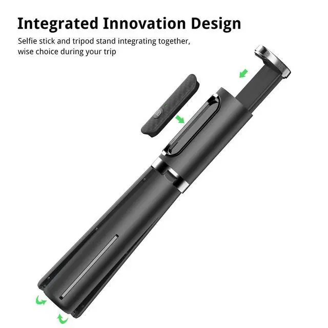 Alt view image 2 of 7 - Selfie Stick Tripod, 3-in-1 Extendable Aluminum Phone Tripod with Detachable Bluetooth Remote, Compatible with iPhone 17/16/15/14/13/12/11/11 Pro/XS Max/XR and Samsung Smartphones, Black