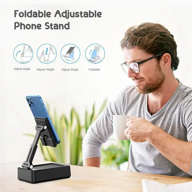 Alt view image 4 of 7 - Foldable Cellphone Stand with Bluetooth Speaker and Charging Function Birthday Gifts for Men Women Mother Father Boy Girl Teens Cool Tech Gadgets