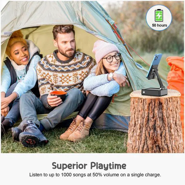 Alt view image 5 of 7 - Foldable Cellphone Stand with Bluetooth Speaker and Charging Function Birthday Gifts for Men Women Mother Father Boy Girl Teens Cool Tech Gadgets